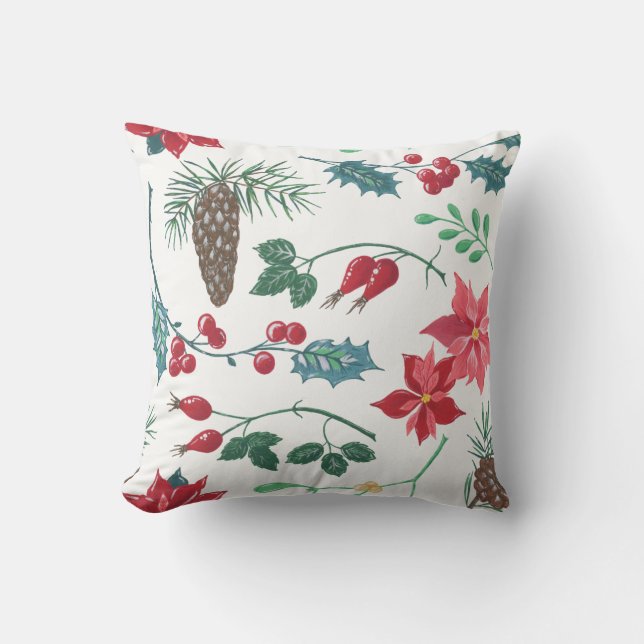Traditional Botanical Christmas Cushion (Front)