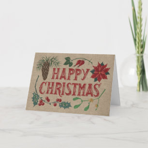 Traditional Botanical Christmas Holiday Card