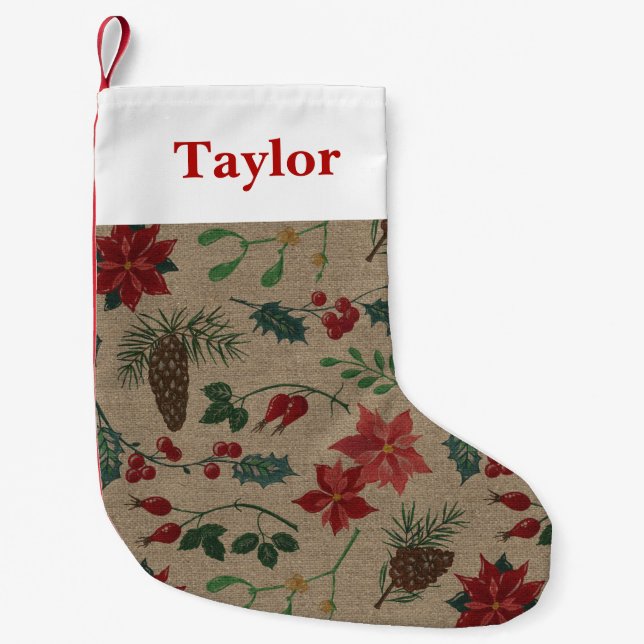Traditional Botanical Christmas Small Christmas Stocking (Front)