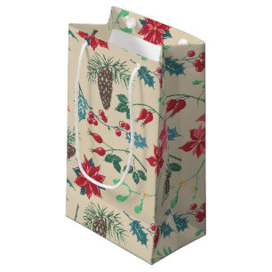 Traditional Botanical Christmas Small Gift Bag