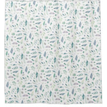 Traditional Botanical Leaf Pattern Blues on White