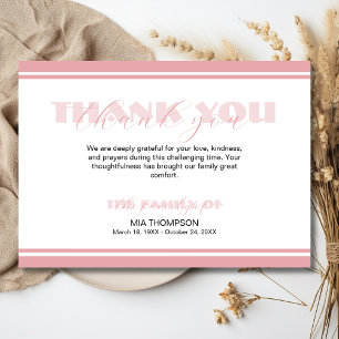 Traditional Bottle Rose Pink Memorial Thank Thank You Card