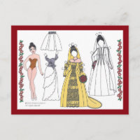 Traditional Bride Paper Doll Postcard