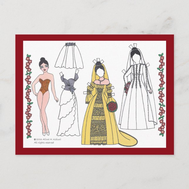 Traditional Bride Paper Doll Postcard (Front)