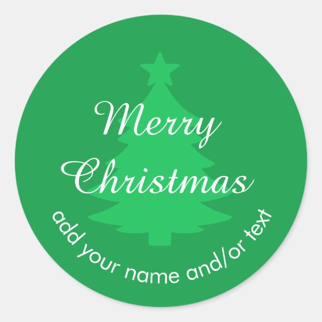 Traditional  Bright Green Custom Christmas Sticker (Front)