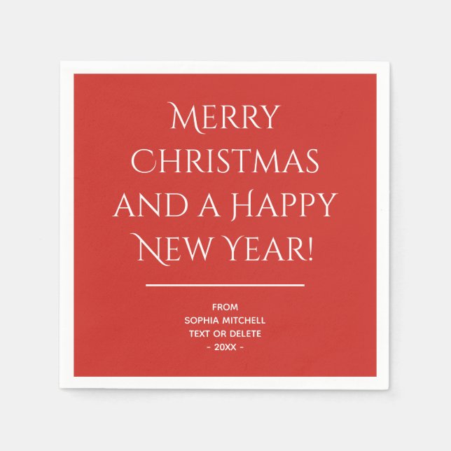 Traditional - Bright Red - Merry Christmas Napkins (Front)