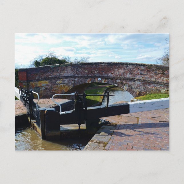 Traditional British Canal Lock Postcard (Front)