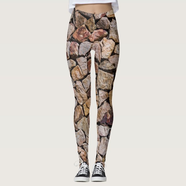 Traditional Broken Stone Pile Walls Leggings (Front)