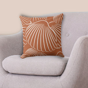 Traditional Brown Sea Shell Pattern Throw Pillow