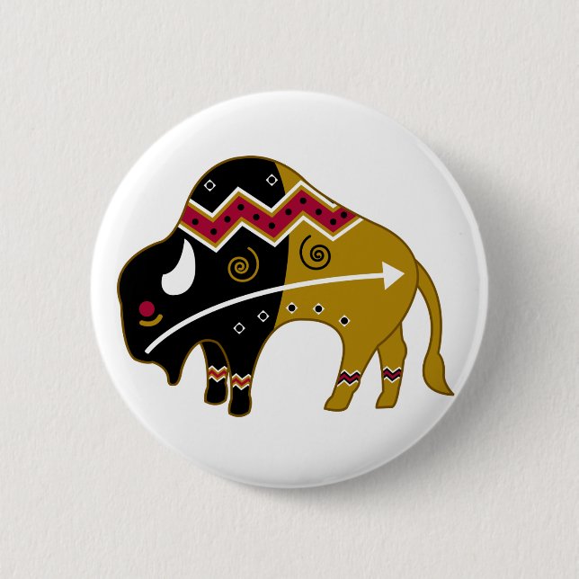 Traditional Buffalo 6 Cm Round Badge (Front)