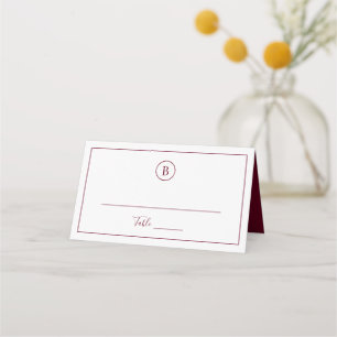 Traditional Burgundy Elegant Wedding Place Card
