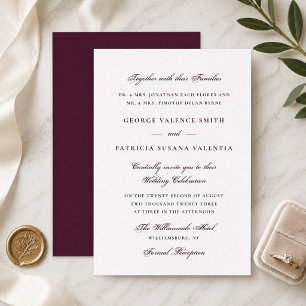 Traditional Burgundy Wedding Invitation