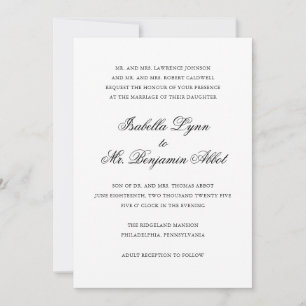 Traditional Calligraphy Names Formal Wedding Invitation