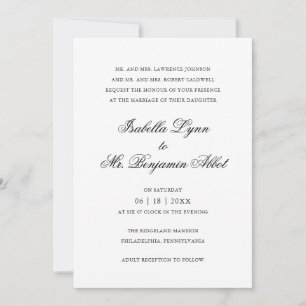 Traditional Calligraphy Names Formal Wedding Invitation