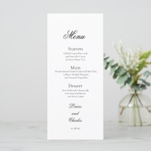Traditional Calligraphy, Wedding Dinner Menu