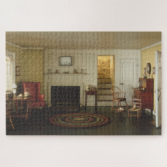 Traditional Cape Cod Living Room 1750-1850 Jigsaw Puzzle (Horizontal)