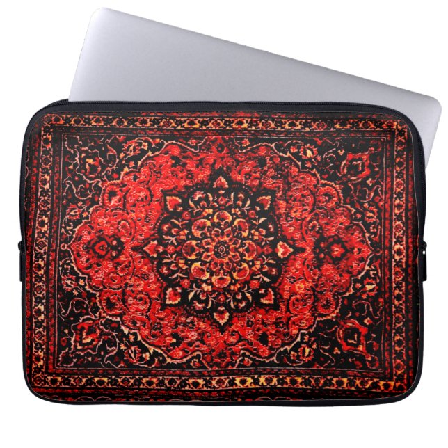 Traditional carpet look in rose tinted field laptop sleeve (Front)