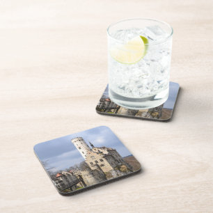 Traditional Castle on Cliff on Cloudy Day Coaster