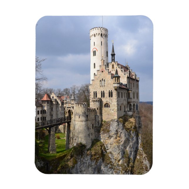 Traditional Castle on Cliff on Cloudy Day Magnet (Vertical)