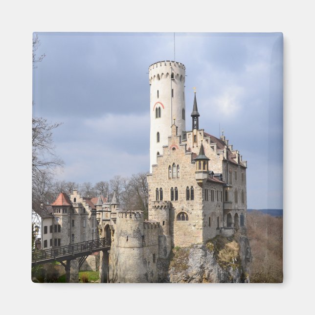 Traditional Castle on Cliff on Cloudy Day Magnet (Front)