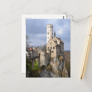 Traditional Castle on Cliff on Cloudy Day Postcard