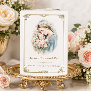 Traditional Catholic Baptism Blessed Virgin Mary Card