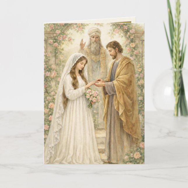 Traditional Catholic Betrothal Mary Joseph Card (Front)