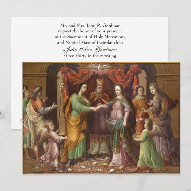 Traditional Catholic Christian Wedding Invitation (Front/Back)