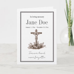 Traditional Catholic cross with Jesus funeral card