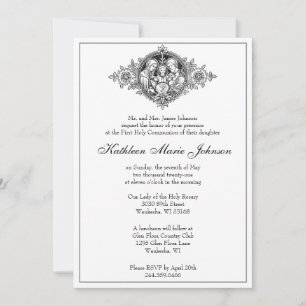 Traditional Catholic Elegant First Holy Communion Invitation