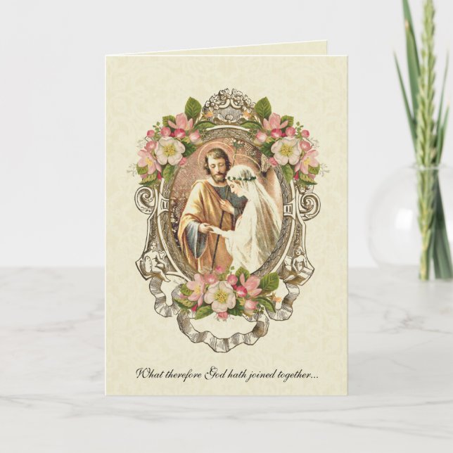 Traditional Catholic Elegant Vintage Wedding Invitation (Front)