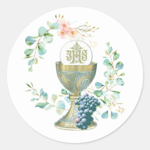 Traditional Catholic First Holy Communion  Classic Classic Round Sticker