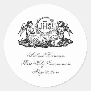 Traditional Catholic First Holy Communion  Classic Round Sticker
