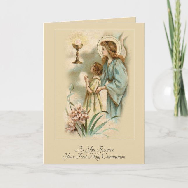 Traditional Catholic First Holy Communion Prayer Card (Front)