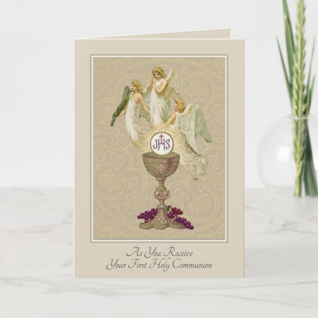 Traditional Catholic First Holy Communion Prayer Card (Front)