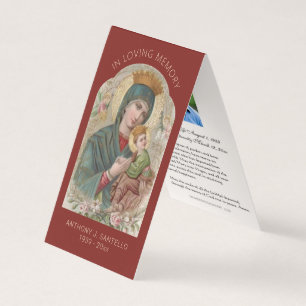 Traditional Catholic Funeral Virgin Mary Prayer  Business Card