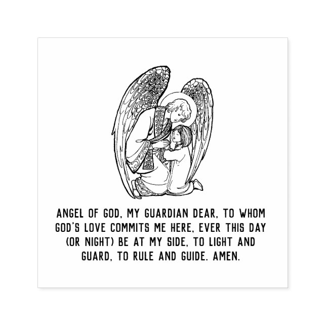 Traditional Catholic Guardian Angel Prayer Rubber Stamp (Imprint)