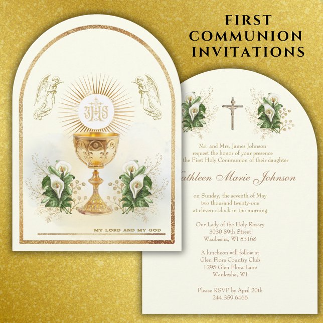 Traditional Catholic Holy Communion Floral Invitation (Creator Uploaded)