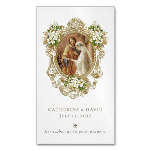 Traditional Catholic Holy Family Wedding Keepsake Magnetic Business Card
