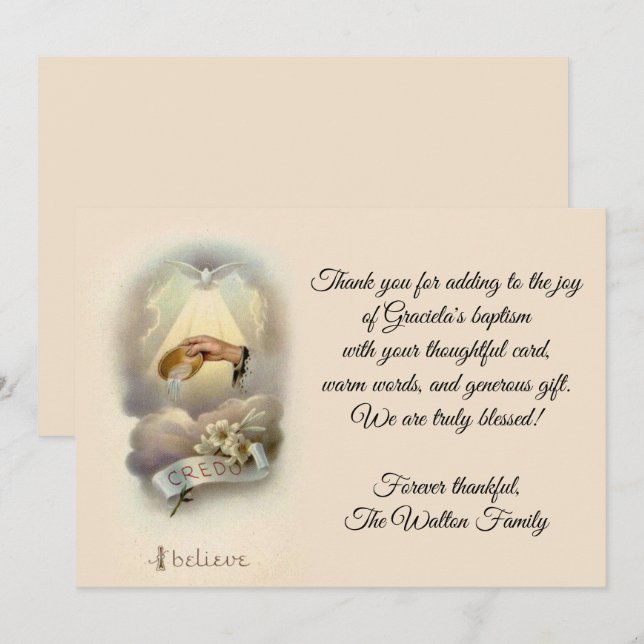 Traditional Catholic Infant Baptism Invitations (Front/Back)