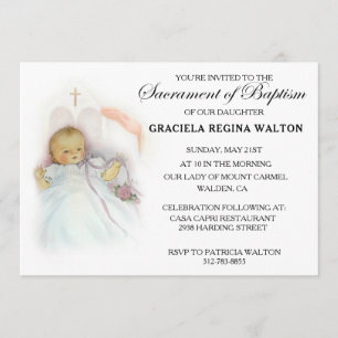 Traditional Catholic Infant Baptism Invitations