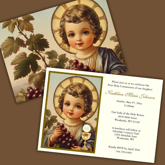 Traditional Catholic Jesus First Communion   Invitation (Creator Uploaded)