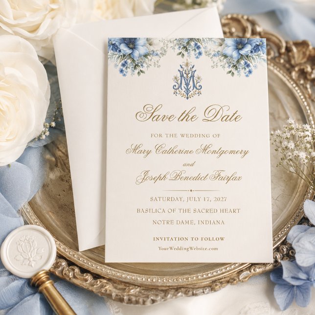 Traditional Catholic Marian Cross Wedding Save The Date (Creator Uploaded)