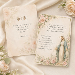 Traditional Catholic Marian Funeral Prayer Memoria Business Card