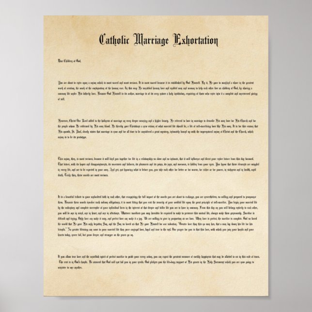 Traditional Catholic Marriage Exhortation Poster (Front)