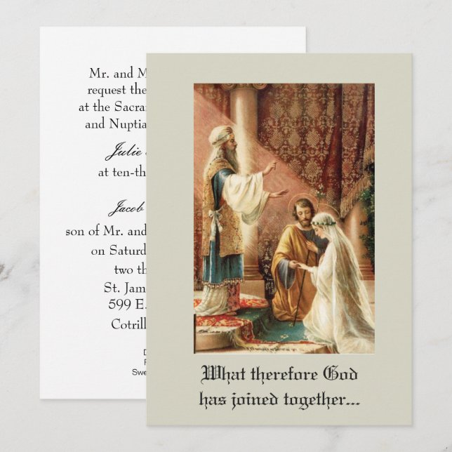 Traditional Catholic Mary Joseph Wedding Invitation (Front/Back)