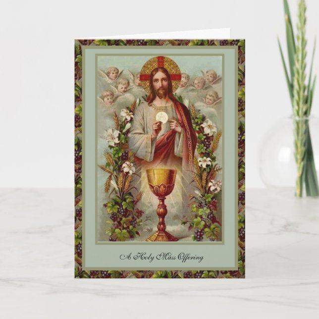 Traditional Catholic Mass Offering Sacred Heart Ca Card (Front)