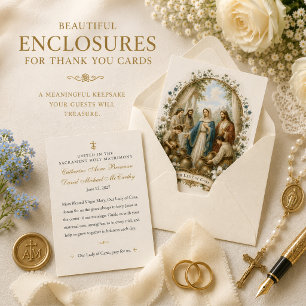 Traditional Catholic Our Lady of Cana Floral Enclosure Card