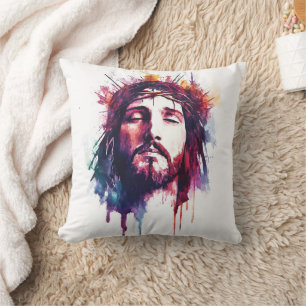 Traditional Catholic Pillow Jesus Christ in Crown 