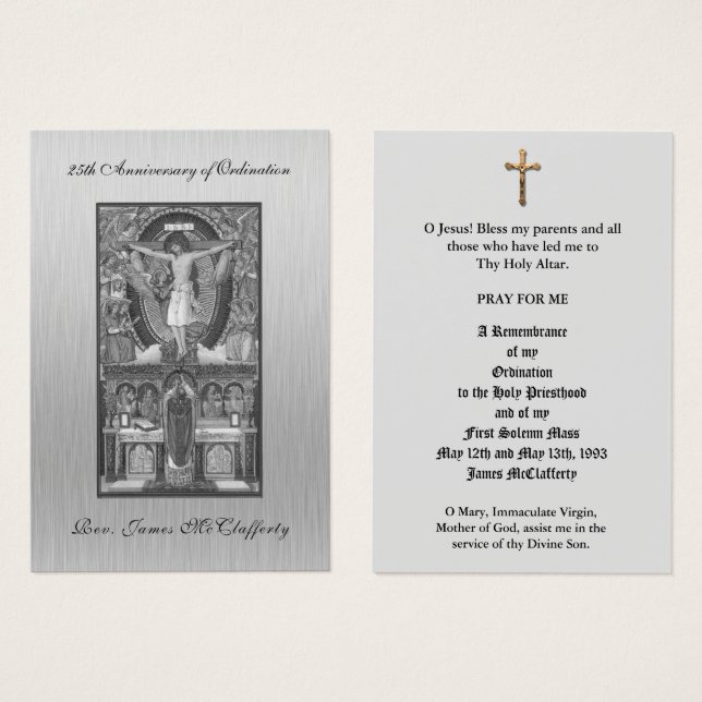 TRADITIONAL CATHOLIC PRIEST ORDINATION HOLY CARDS (Front & Back)